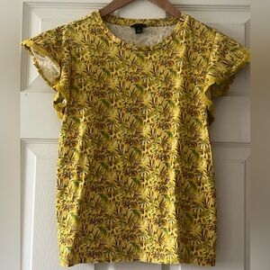 Yellow Print Flutter Sleeve Tee